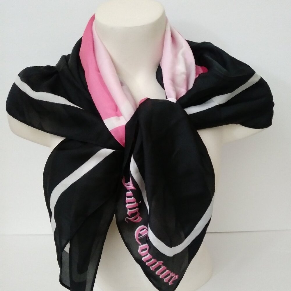 Juicy Couture Satin Square Scarf Big Heart Juicy Logo